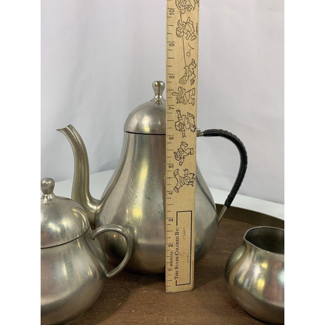 Vintage Meeuws & Zoon Den Haag Pewter Tea Service Set Tray Teapot