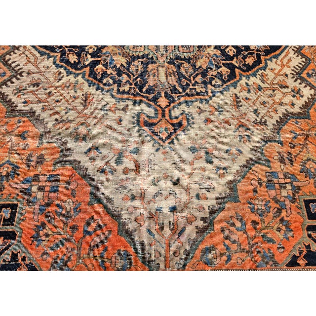 Antique Persian Farahan Sarouk Rug, Hand-Knotted Wool, Floral Pattern, Ivory & Brick Red, 5x7 For Sale - Image 14 of 17