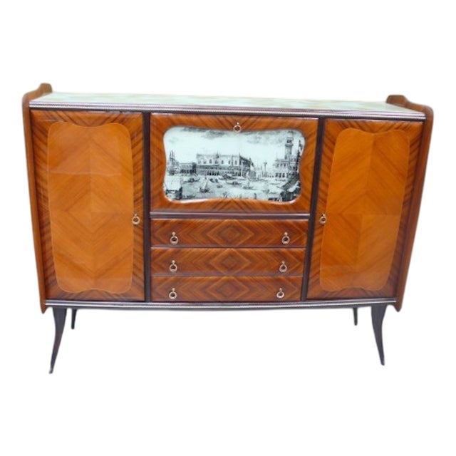 Italian Highboard Buffet with House Bar in the style of Rigamonti, 1940s For Sale
