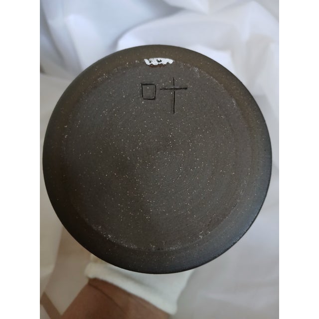Black Vintage Japanese Wood Fired Bottle Vase From the Kano Family Studio. For Sale - Image 8 of 12