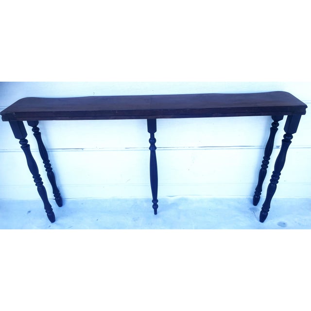 Wood Long Antique Black and Walnut Console Table, Western Europe, Late 19th Century For Sale - Image 7 of 18