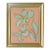 Original Framed Flower Painting, Mint Peach Wall Art, Oil on Canvas in Gold Frame, 15x19 Minimalist Boho Home Decor For Sale