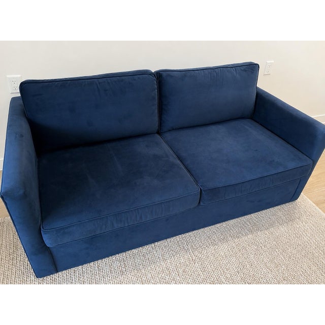 2020s West Elm Harris Queen Sleeper Sofa in Ink Blue Performance Velvet For Sale - Image 5 of 7