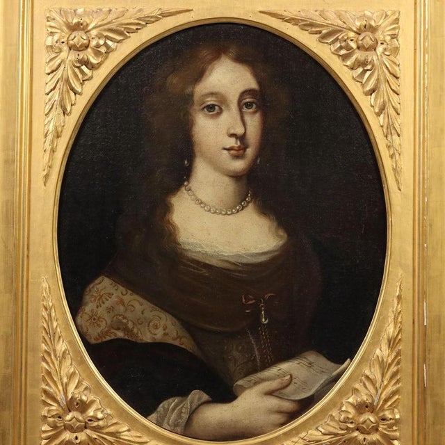 Northern European Artist, Portrait of a Woman with Sheet Music, Oil on Canvas For Sale - Image 3 of 10