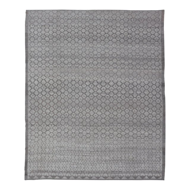 Modern Moroccan Rug With Sub-Geometric Design by Keivan Woven Arts 9'7 X 11'10 For Sale