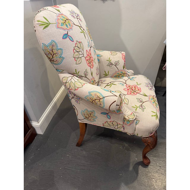 French Accent Chair Vintage French With Designer Embroidered Fabric For Sale - Image 3 of 10