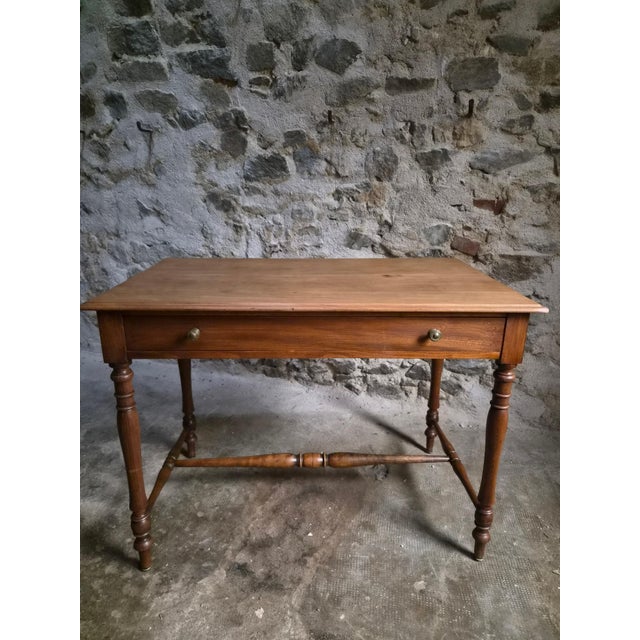Antique Elm Writing Table with Large Drawer, France, 1920s For Sale - Image 9 of 18