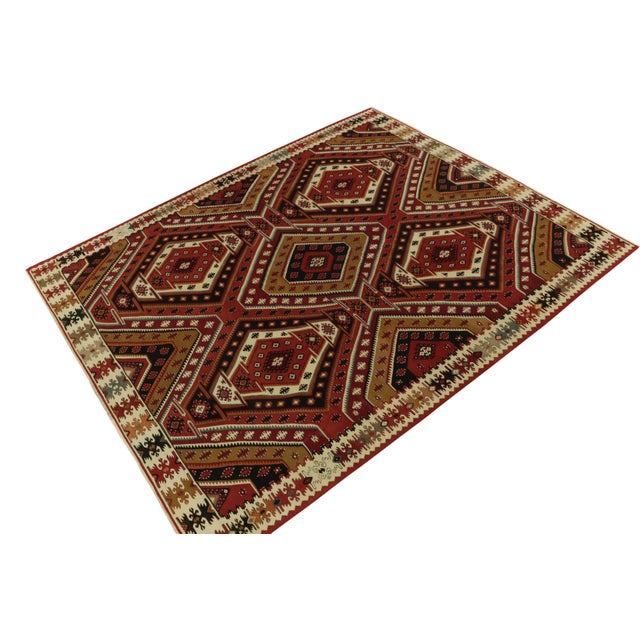 Rug & Kilim Handwoven Vintage Mid-Century Kilim Rug in Red Geometric All Over Pattern For Sale - Image 4 of 7