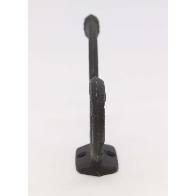 Newly Made Black Cast Iron Double Arm Wall Hook For Sale - Image 4 of 5