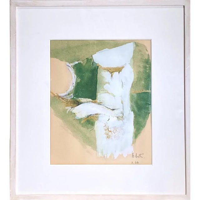 1960s Abstract Composition Mixed-Media Painting by Adrian Heath, Framed For Sale