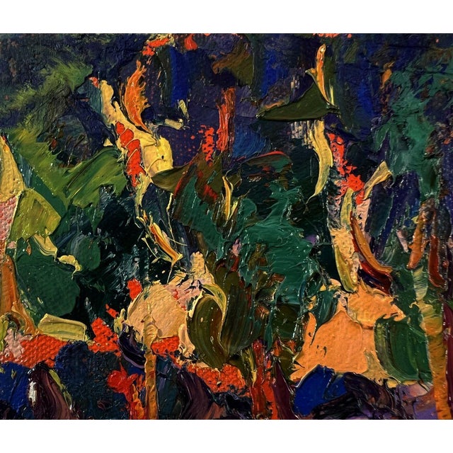 Textile Oil Painting Orange Sunset Behind the Trees Oksana Ivanyuk For Sale - Image 7 of 8