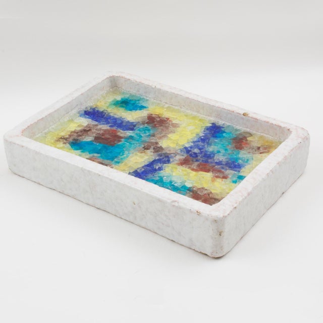 Mid-Century Modern Bitossi Italy for Raymor Ceramic and Glass Mosaic Centerpiece Bowl Catchall For Sale - Image 3 of 12