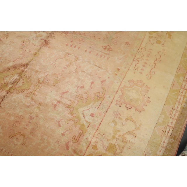 Early 20th Century Zabihi Collection Oversize Pink Gold Large Antique Turkish Oushak Rug For Sale - Image 5 of 7