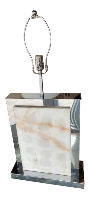 Vintage Mid-Century Modern Curtis Jere Chrome & Marble Restored Table Lamp
