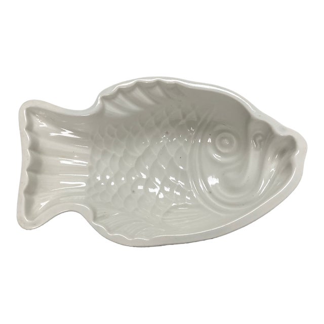 1960s Societe Ceramique Maestricht Early White Ceramic Fish Mold Holland For Sale