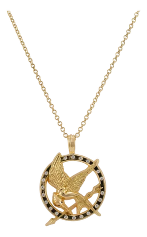 18k Yellow Gold Diamond “The Original Hunger Games Mockingjay” Pendant Necklace