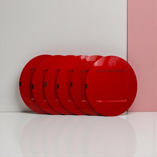 1970s Italian Space Age Red Placemats from Robex, 1970s, Set of 6 For Sale - Image 5 of 13