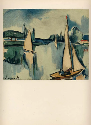 1958 Vlaminck Lithograph 17 Sailing Boats on the Seine