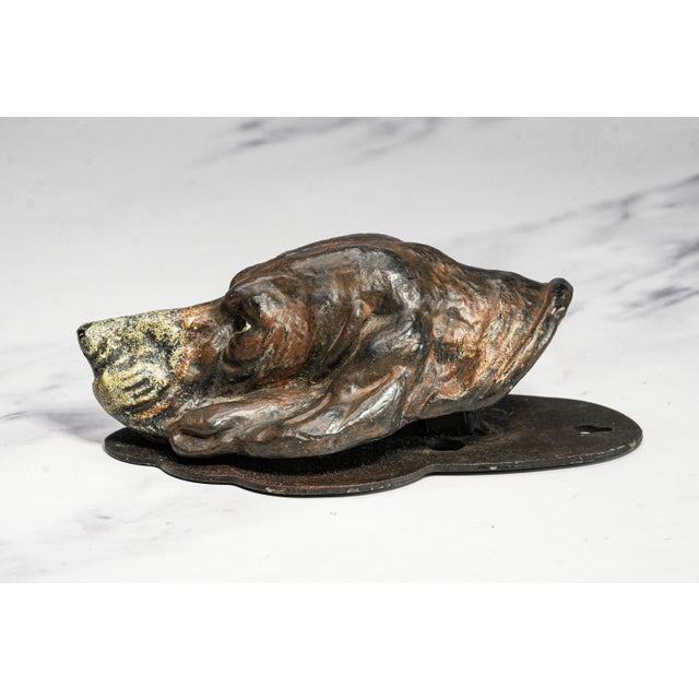 Brown Whimsical Antique Cold Painted Bloodhound Dog Document Clip Desk Tidy Paper Holder English Country Home Decor For Sale - Image 8 of 12
