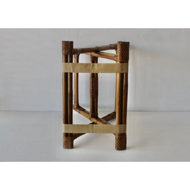 Vintage Bamboo Luggage Rack Stand Willow Reed Details Mid-Century Modern For Sale - Image 14 of 18