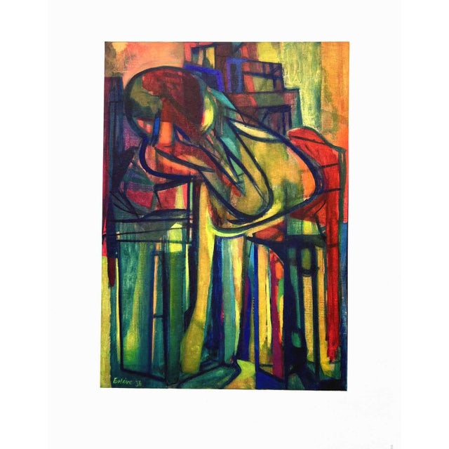 Abstract 1961 Maurice Esteve Print 2 Femme Assise For Sale - Image 3 of 3