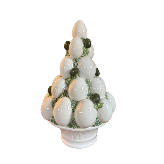 Vintage Italian Majolica Style Ceramic Egg Topiary Centerpiece For Sale - Image 4 of 10
