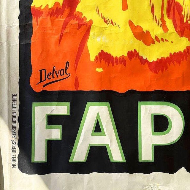 Large 5' Foot French Fap'Anis Drink Advertising Poster by Delval, 1935 For Sale - Image 4 of 7