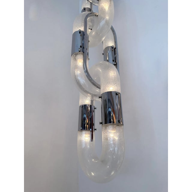 Silver Chain Chandelier Murano Glass Metal by Aldo Nason for Mazzega, Italy, 1970s For Sale - Image 8 of 13