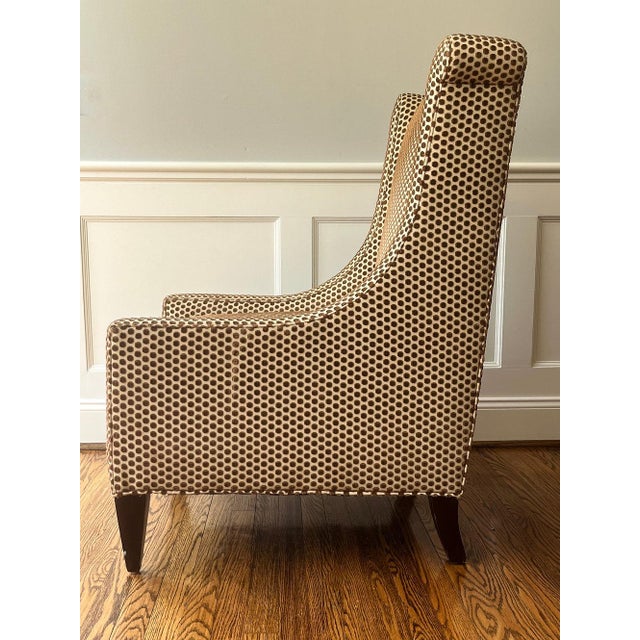 Custom Dotted Cut Velvet High Back Chair For Sale In Nashville - Image 6 of 11