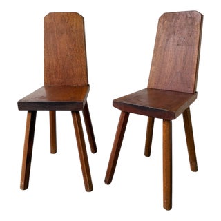 Brutalist Oak Chairs, 1950s, Set of 2 For Sale