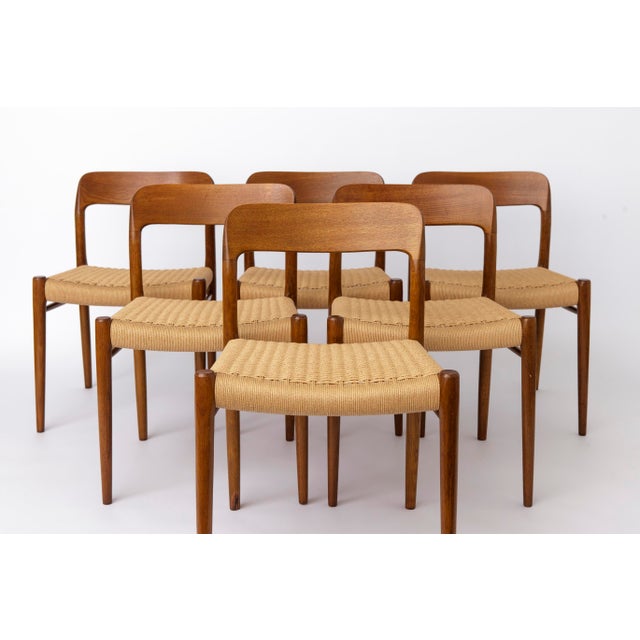 Vintage Model 75 Chairs in Oak by Niels Otto Møller, 1950s, Set of 6 For Sale - Image 11 of 11