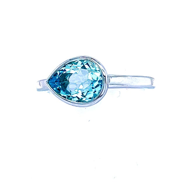 2010s Natural Aquamarine Ring 6.5 14k W Gold 1.37 TCW Certified For Sale - Image 5 of 12