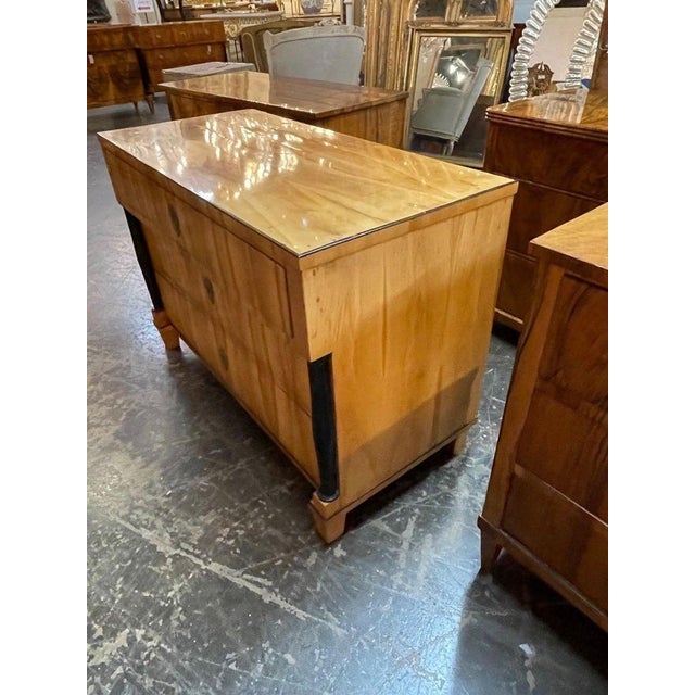 Period German Biedermeier Blond Walnut and Ebony Commode For Sale - Image 4 of 8