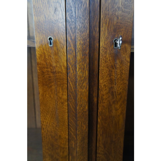 Stickley Quartersawn Oak Mission Bookshelf Bookcase Curio Cabinet 60" For Sale - Image 9 of 16