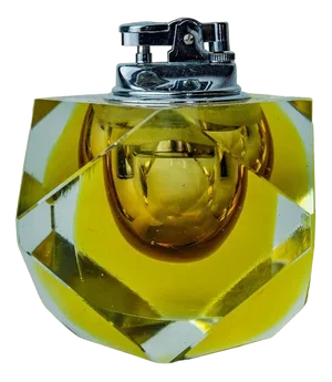 Yellow Sommerso Faceted Murano Glass Lighter attributed to Seguso, Italy, 1970s