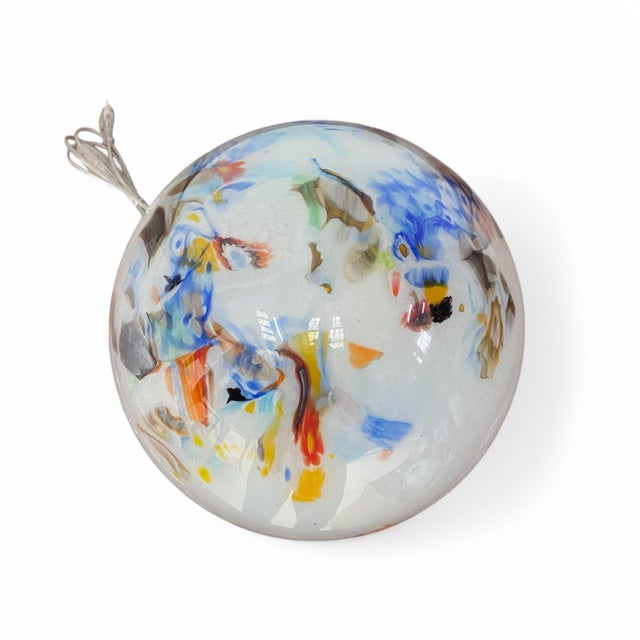 White Millefiori Murano Glass Egg Lamp For Sale - Image 3 of 5