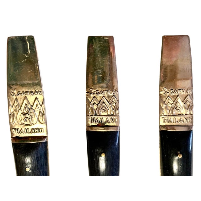 1960s 1960's Siam Thailand Rosewood & Brass Flatware Set - 132 Pcs. For Sale - Image 5 of 12