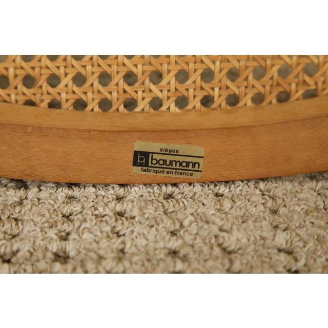 Pair of 1970s Bentwood Chairs & Caned Ottoman by Baumann France, Signed For Sale - Image 18 of 18