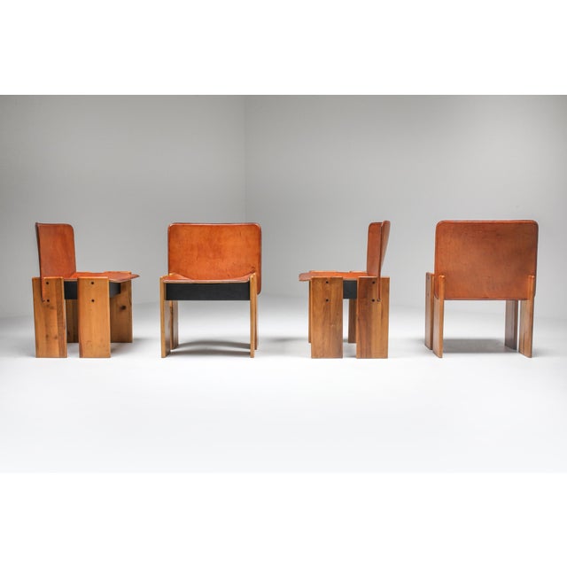 Afra Tobia Scarpa Cognac Dining Chairs Set Of 4 Chairish