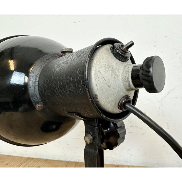 Metal Vintage Black Enamel Table Lamp, 1950s For Sale - Image 7 of 18