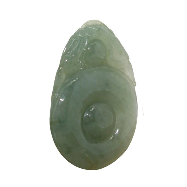 Art Deco Round Shape Natural Green Jade Ornament Pendant For Sale - Image 3 of 6