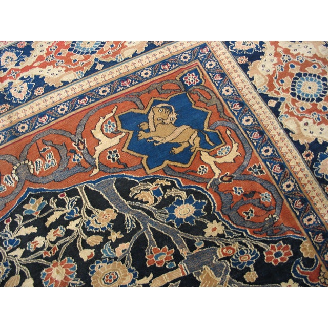 1880s Red Animal Hunting Scene Antique Persian Khorassan Moud Rug 9' X 11' 8" Handknotted Wool Carpet For Sale - Image 17 of 18