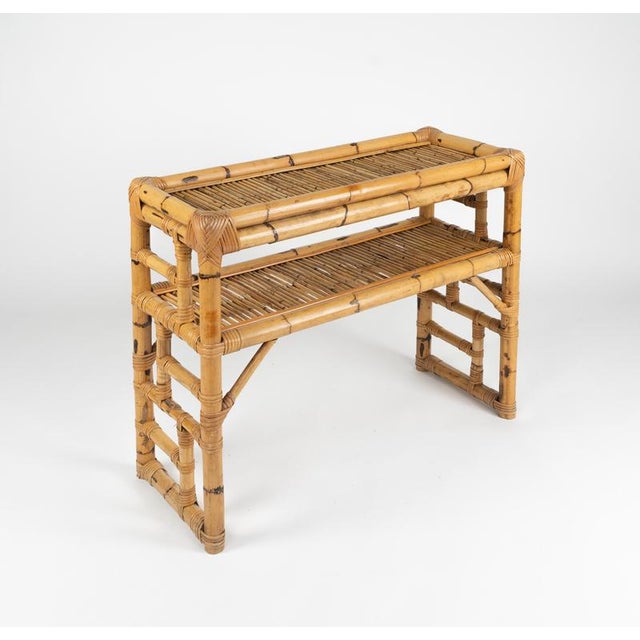 Midcentury Modern Bamboo and Rattan Console Table from Vivai Del Sud, 1970s For Sale - Image 11 of 17