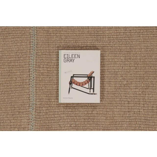 Sand Rug & Kilim's Contemporary Minimalist Rez Kilim With Linear Accent Striped Design For Sale - Image 8 of 9
