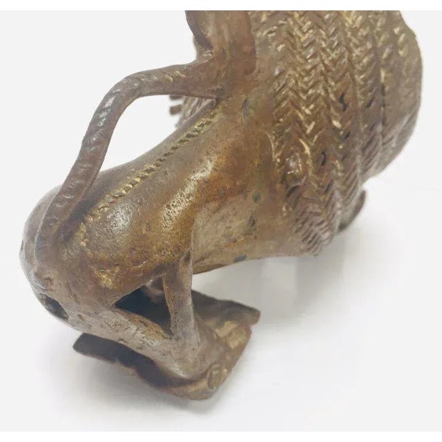 Vintage African Cast-Bronze Sculpture of a Stylized Mythical Lion For Sale - Image 4 of 13
