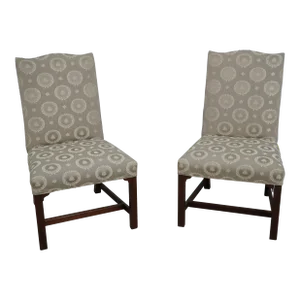 Pair Kittinger Colonial Williamsburg Wa-1046 Upholstered Side Chairs