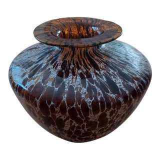 Vintage Murano Style Azzurra Vetreria Artistica Italian Art Glass Vase For Sale