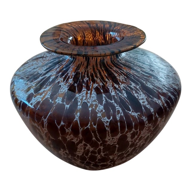 Vintage Murano Style Azzurra Vetreria Artistica Italian Art Glass Vase For Sale