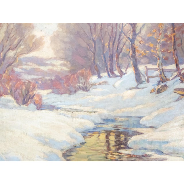 20th Century American Vermont Winter Landscape Painting by Thomas R. Curtin For Sale - Image 12 of 15