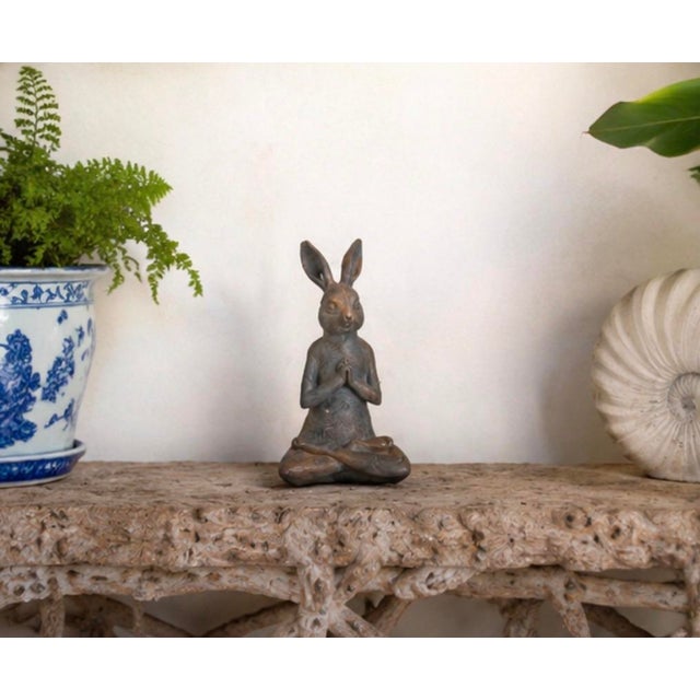 Vintage Cast Iron Meditating Yoga Hare Statue For Sale - Image 9 of 12